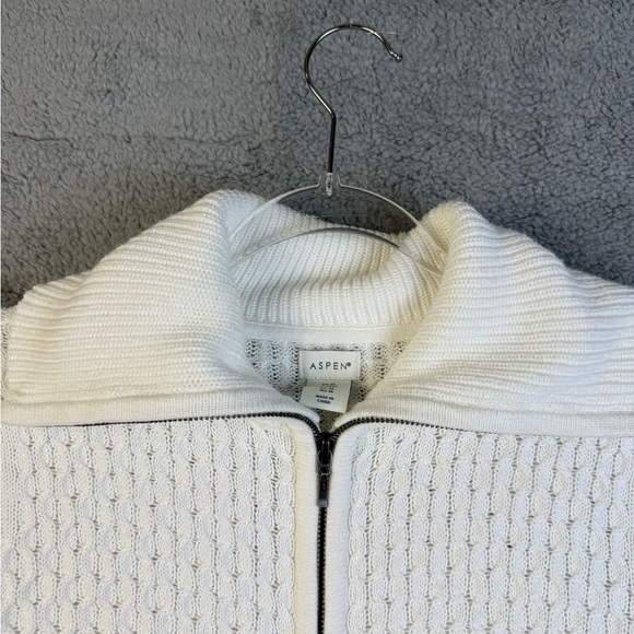 Aspen zip up light weight sweater jacket white size medium preowned - Picture 4 of 10